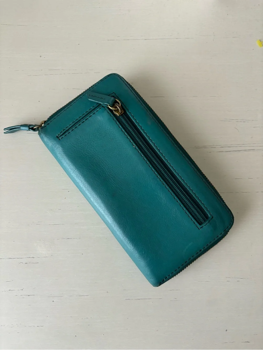 Fossil genuine leather teal continental zip wallet
